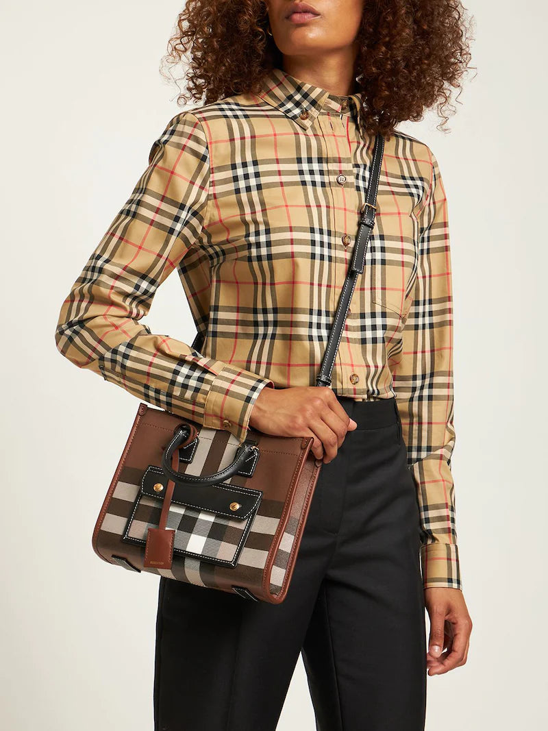 Burberry Check-patterned Mini Tote Bag - Brown