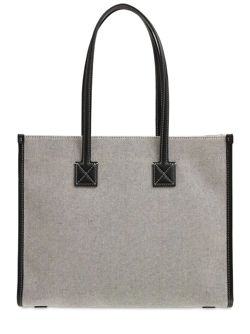 Burberry Logo Canvas & Leather Pocket Shopper Tote Bag