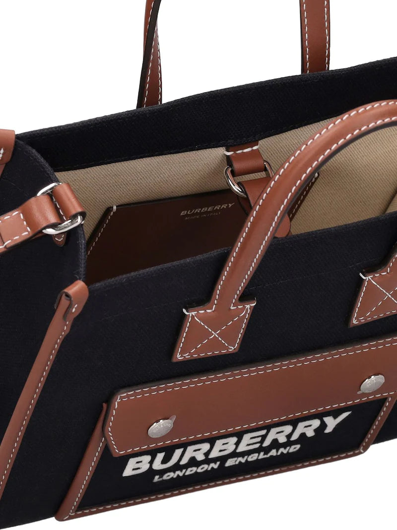 Burberry Small Belt Triple Stud Satchel Black Leather Shoulder Bag